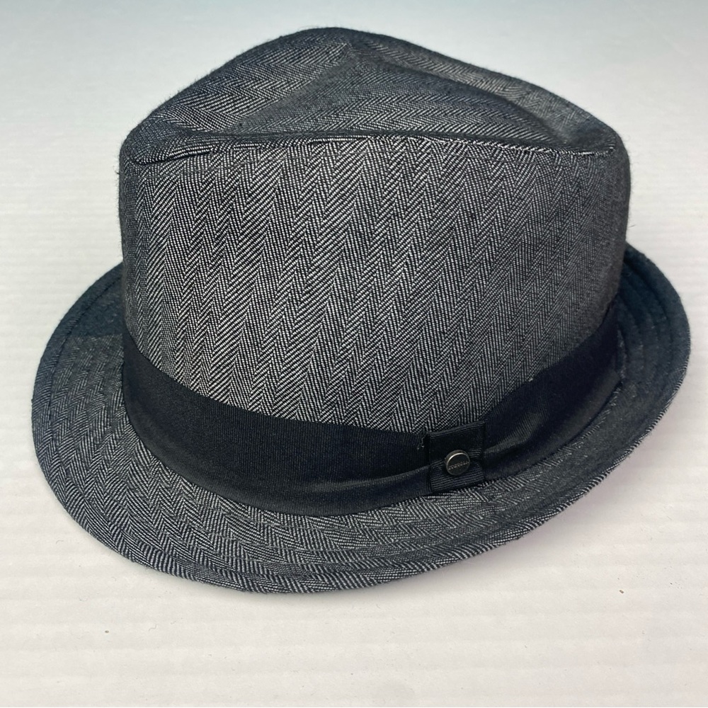 Stetson All American Adult Fedora Hat Black White Herringbone Tweed Polyester